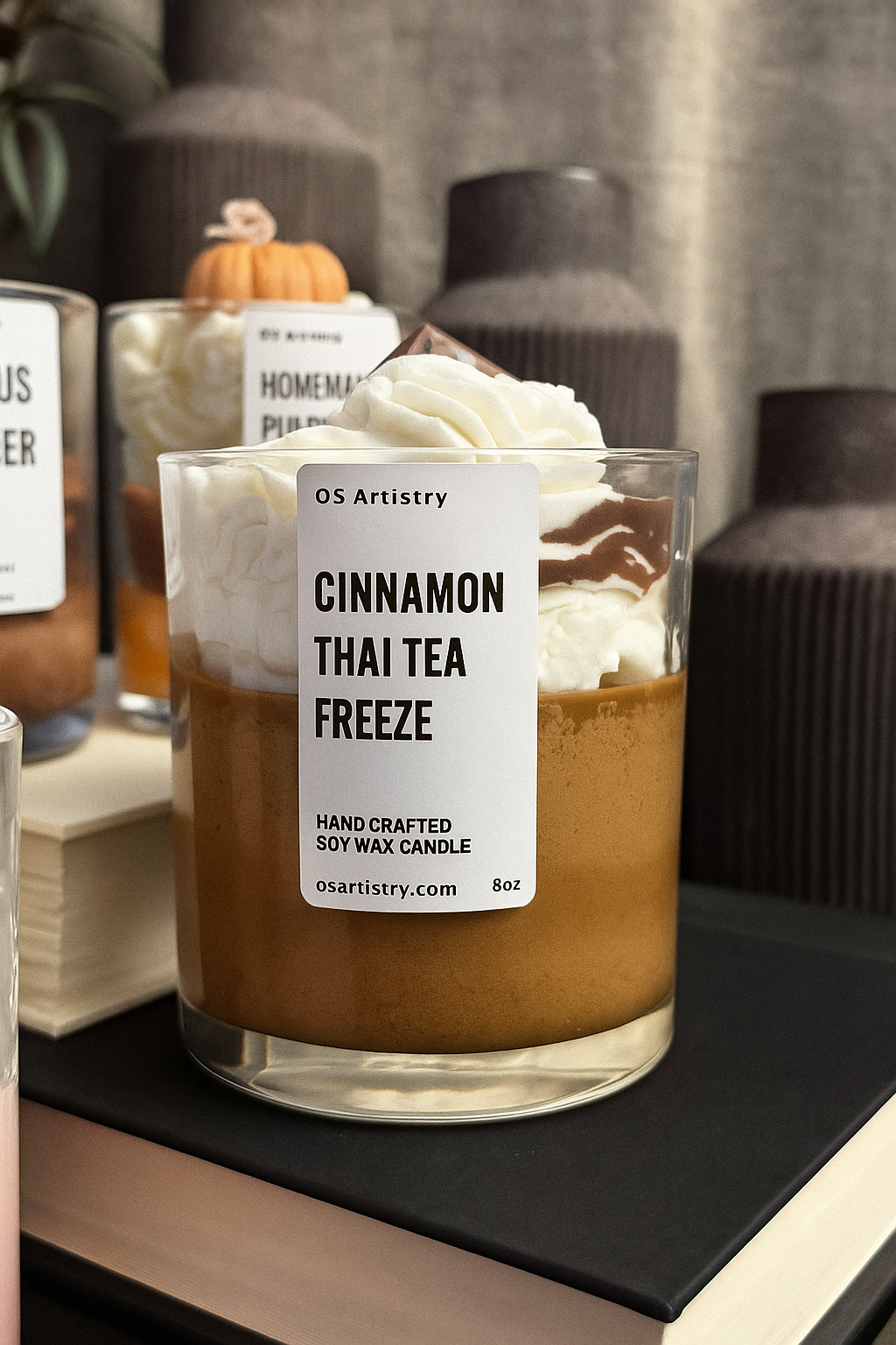 CINNAMON THAI TEA FREEZE CANDLE, SOY WAX 8oz