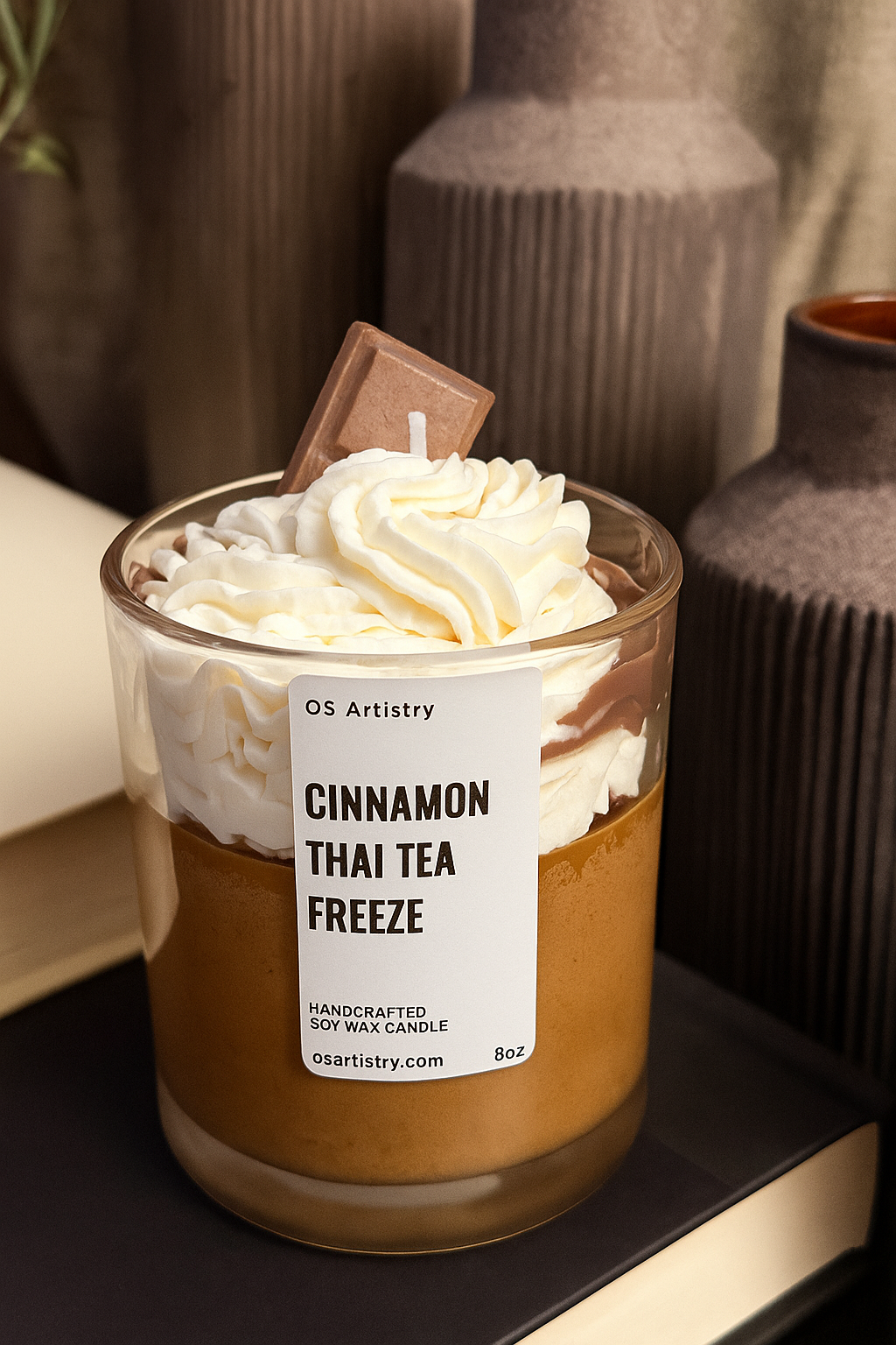 CINNAMON THAI TEA FREEZE CANDLE, SOY WAX 8oz