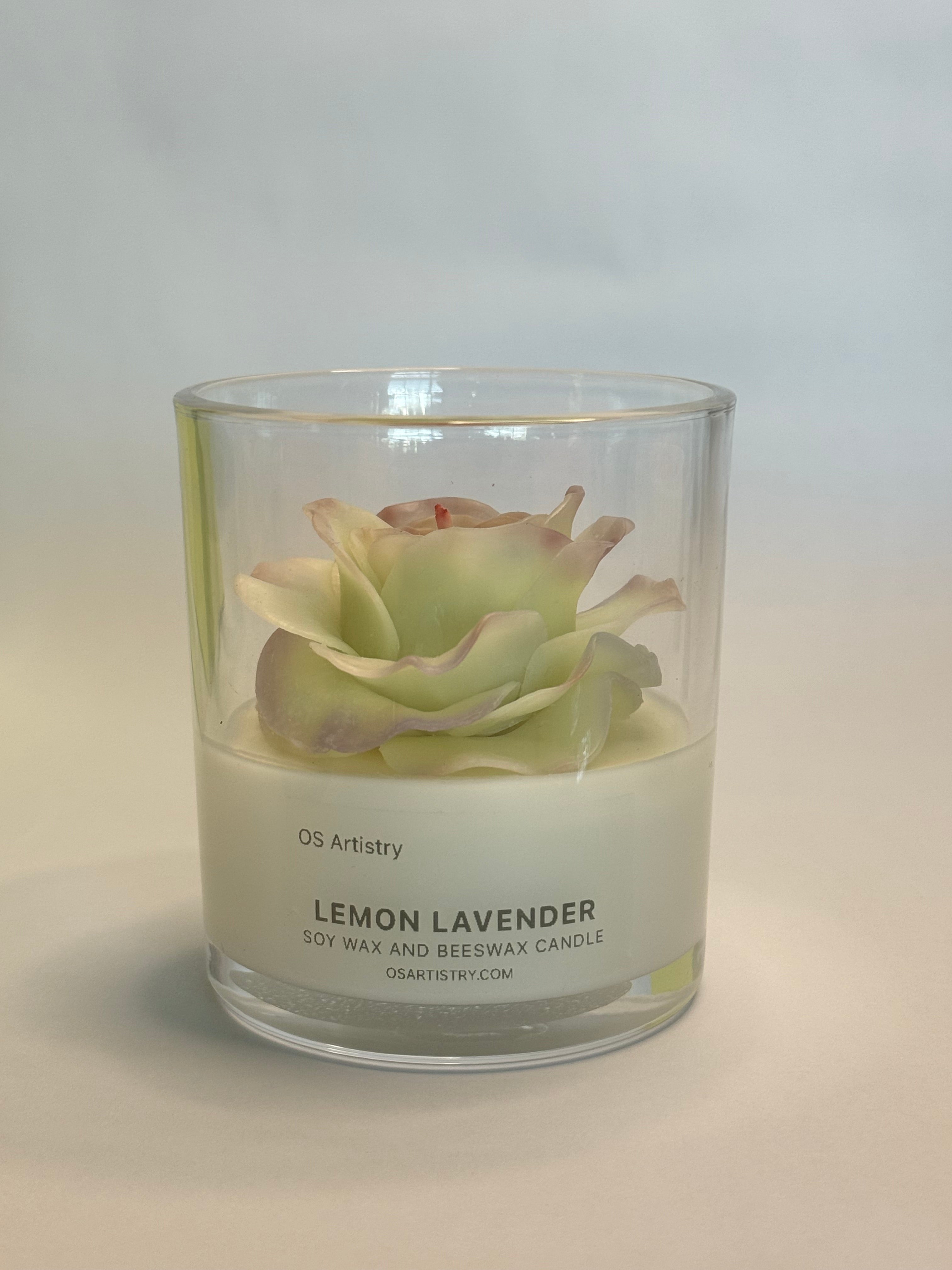 Rose Handcrafted Candle | 8 oz Beeswax and Soy Wax