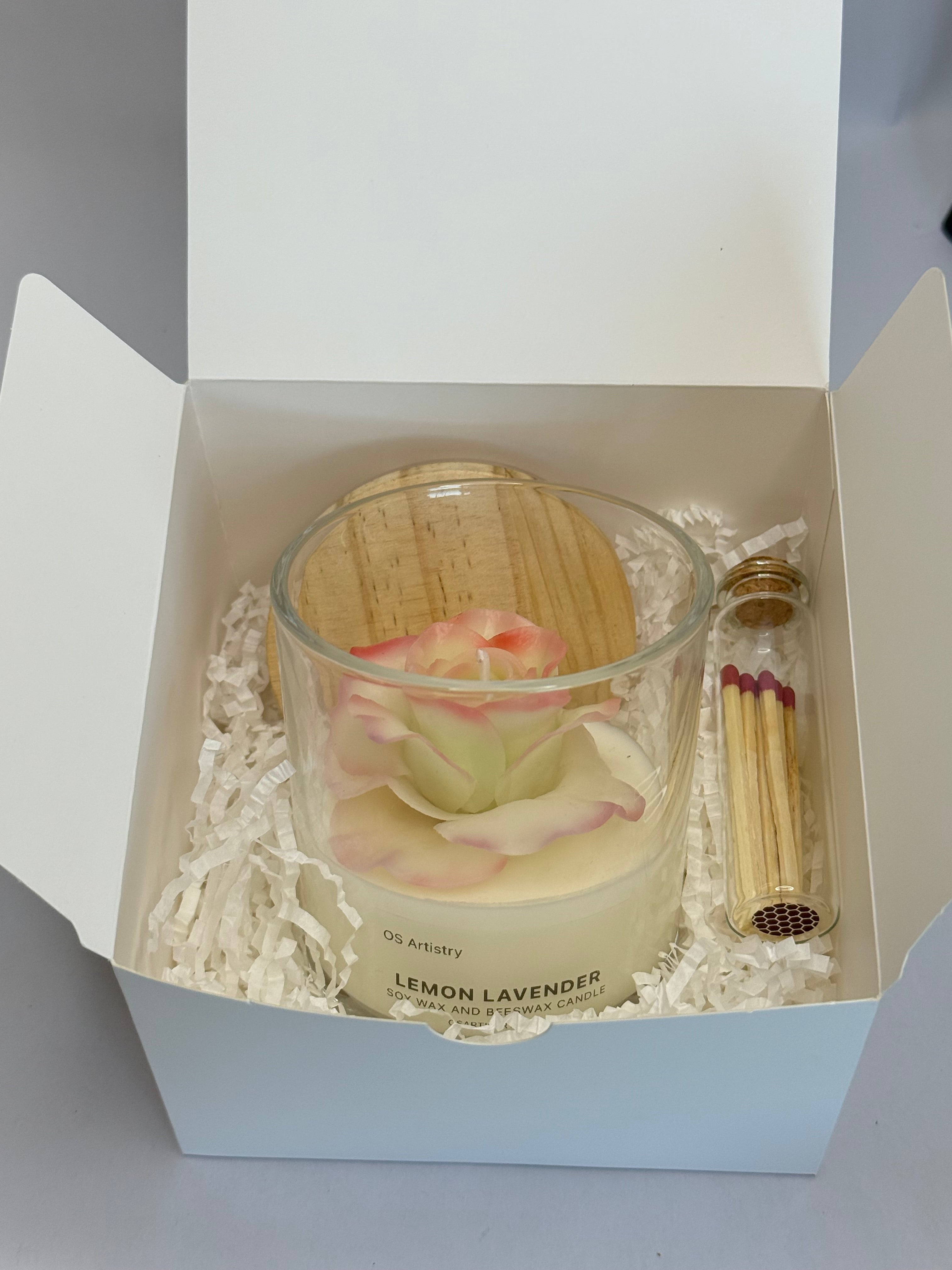 Rose Handcrafted Candle | 8 oz Beeswax and Soy Wax